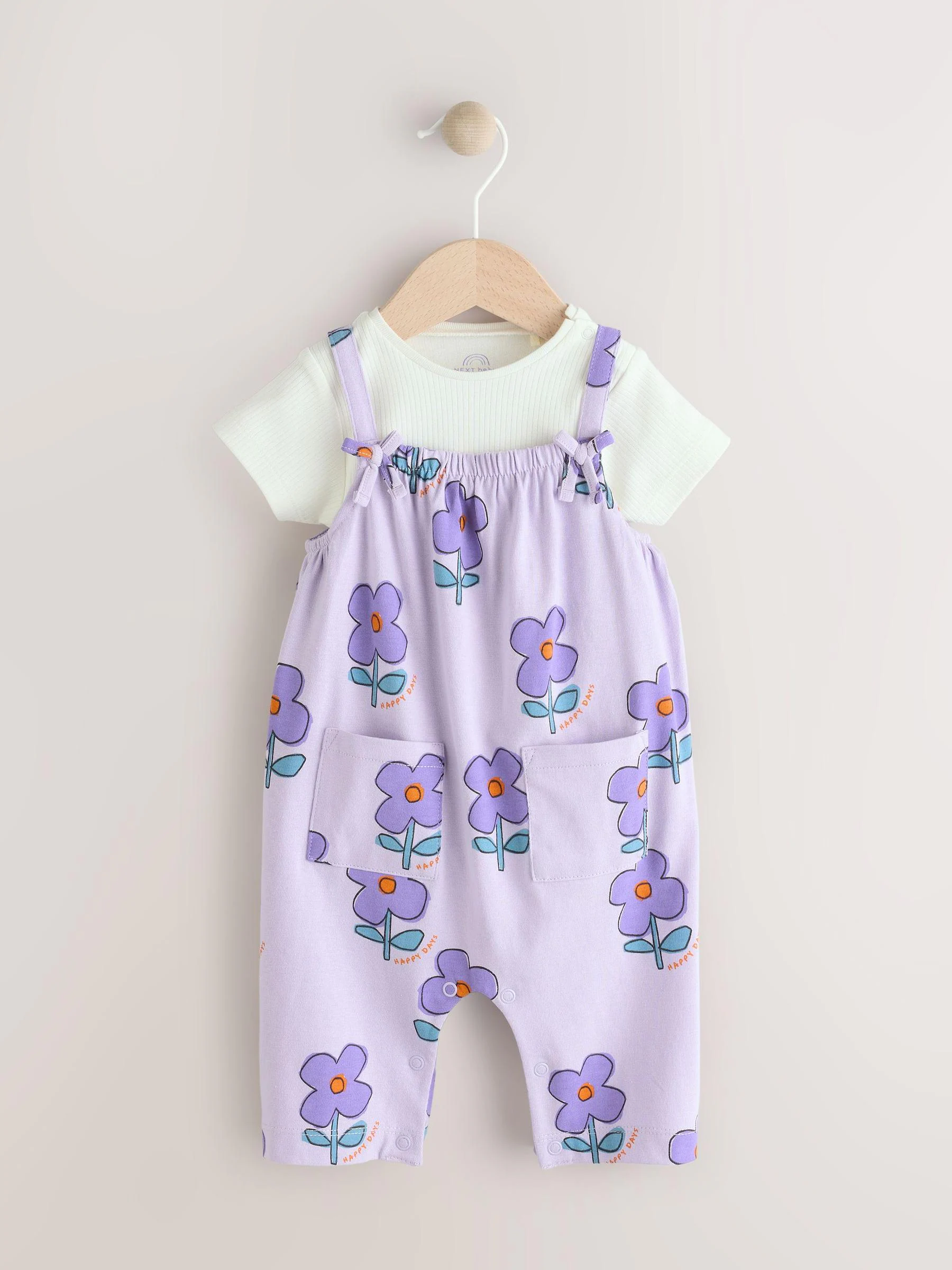 Lilapaars bloem - Babyset van rompertje en Bodysuit (0mnd-3jr) (0mnd-3jr)