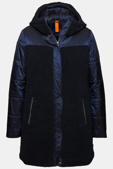 Jacke, Stepp/Teddyfleece, Kapuze, Zipptaschen