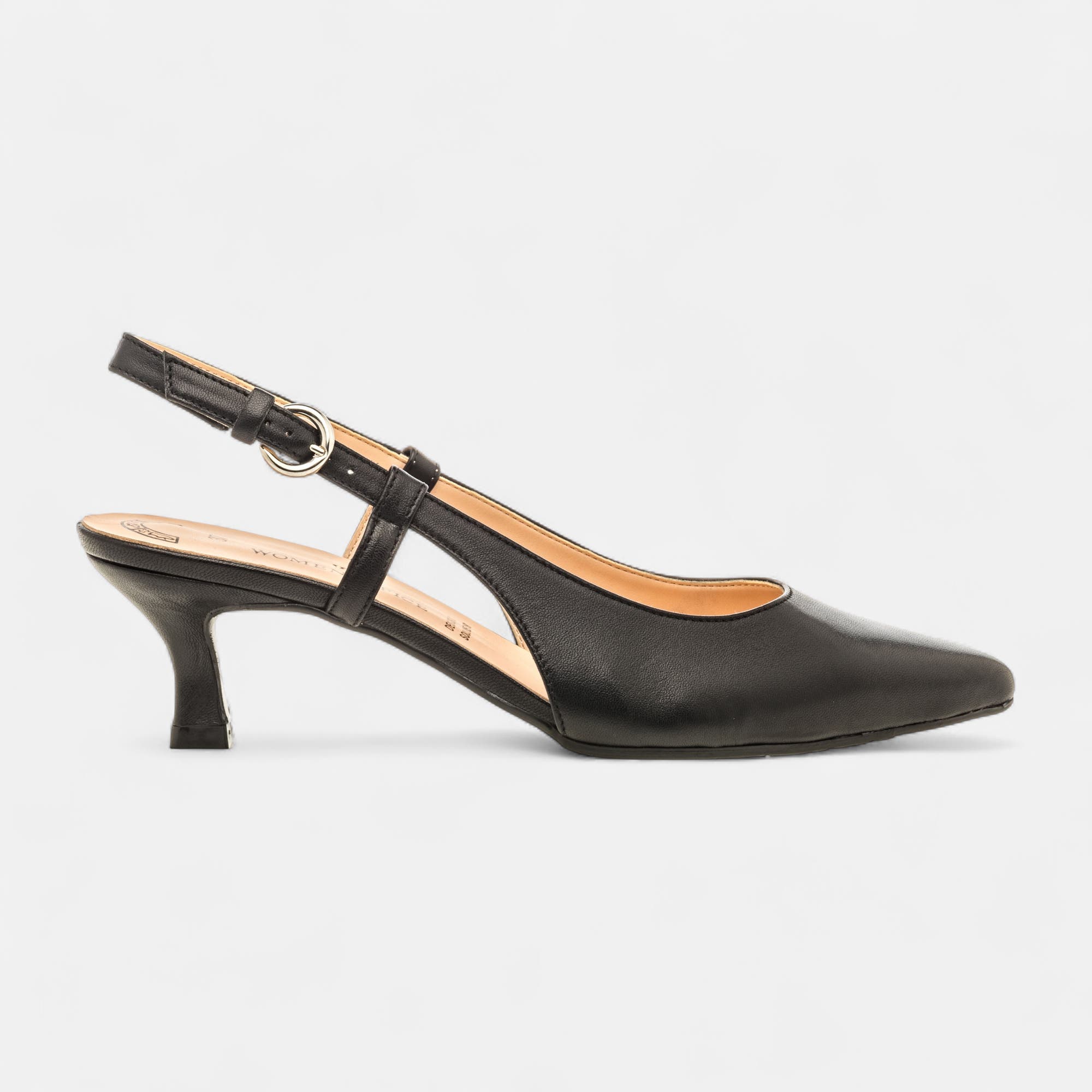 Escarpins avec bride arrière à talon Femme en cuir noir