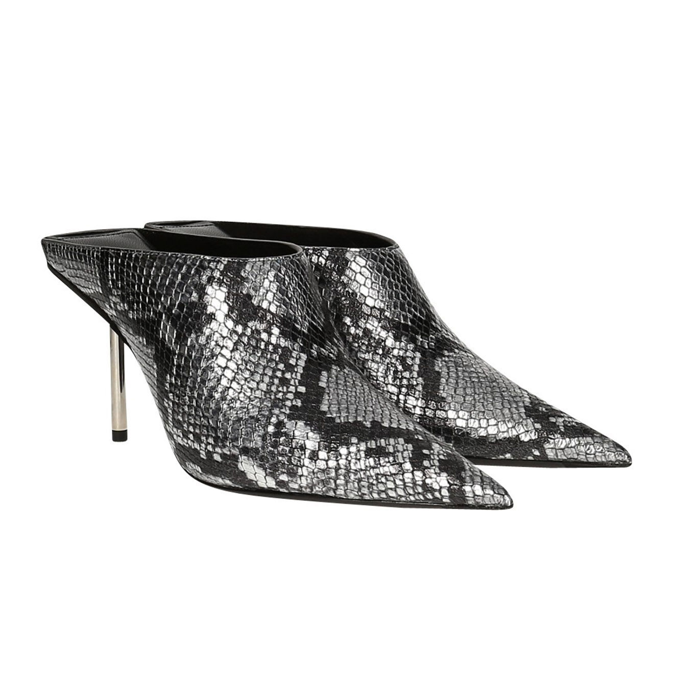 Balenciaga Mules en Cuir argentées - Talon 9.5 cm