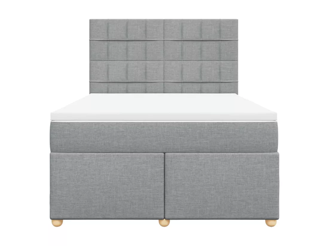 Sommier à lattes de lit avec matelas Gris clair 140x190cm Tissu