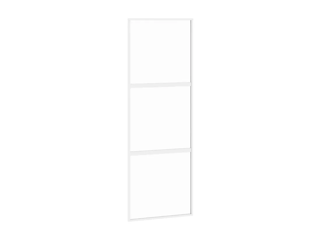 Porte coulissante blanc 76x205 cm verre trempé aluminium