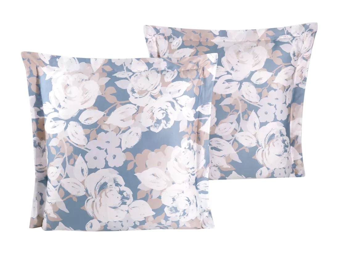Lot de 2 Taies d'oreiller satin de coton imprimé ''Decor