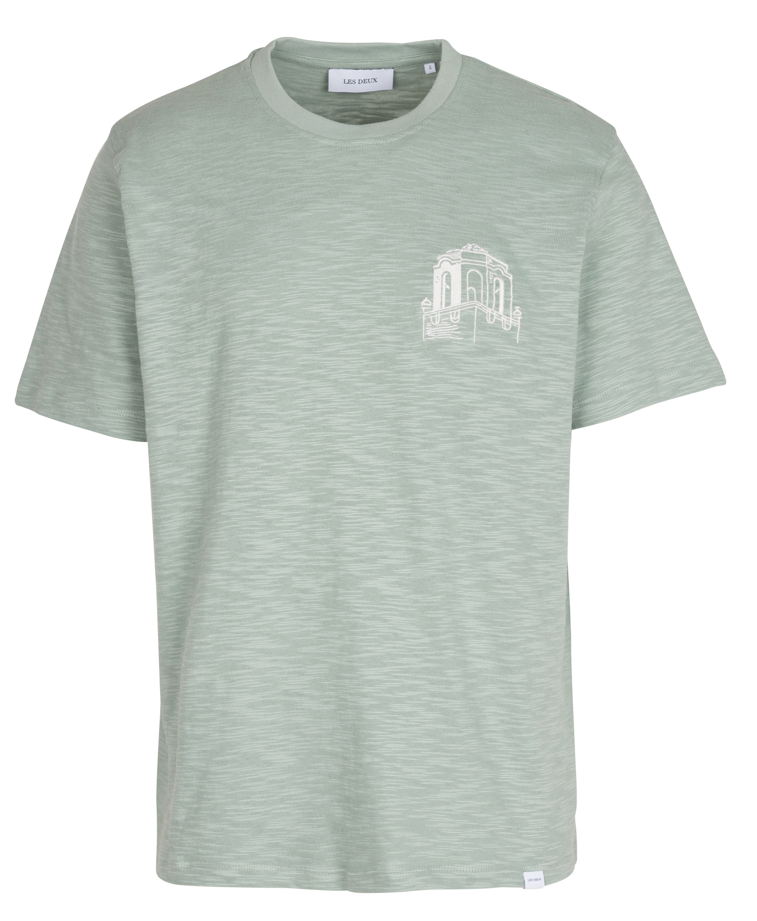 HOTEL - Tee-shirt col rond brodé en coton flammé | Vert