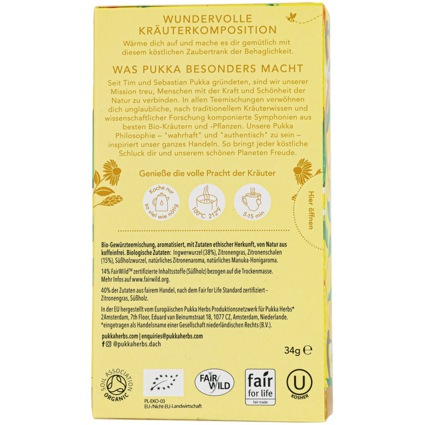 Pukka Bio Tee Zitrone Ingwer & Manuka-Honig 20 Beutel