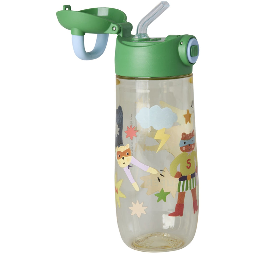 Køb Rice Plastic Kids Drinking Flaske Med Hero Print - Green - 550 Ml