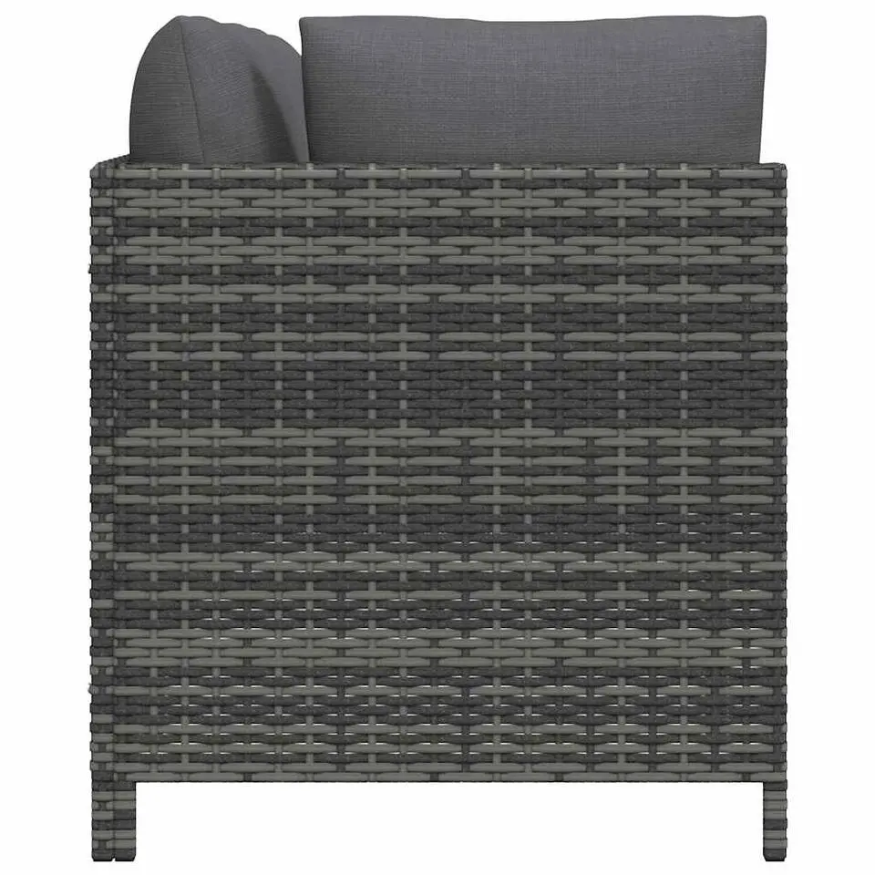 vidaXL - Loungeset - Grijs - Poly rattan - 3 stuks - Met kussens