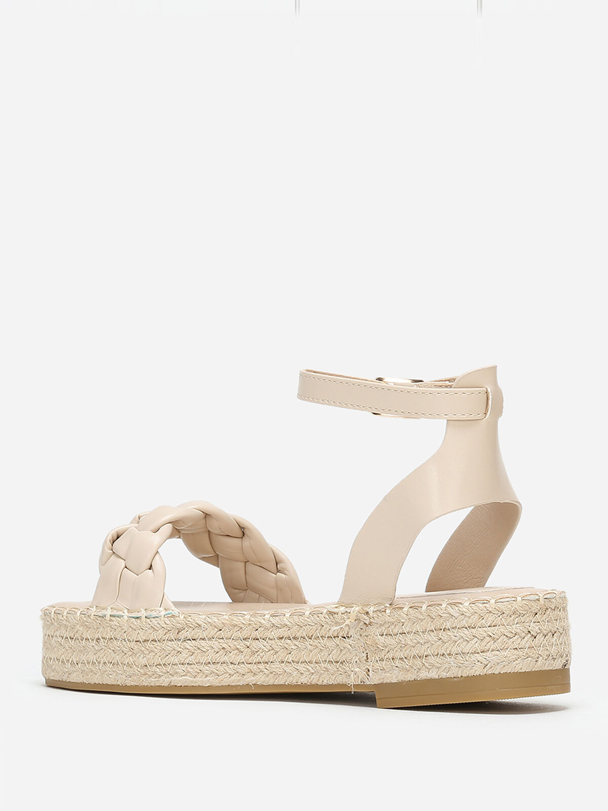 Sandales beiges à plateforme et bride tressée Beige- Beige