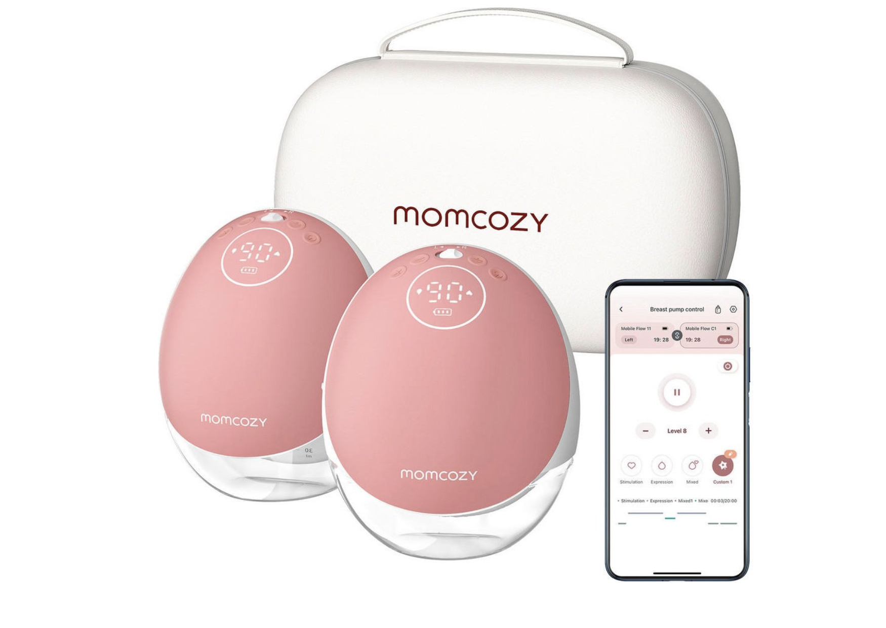 Mobile Flow M9 Double Baby Mutter Milchpumpe Freihändige Brustpumpe für Unterwegs (BP225-NR71BA-A) - Rosa