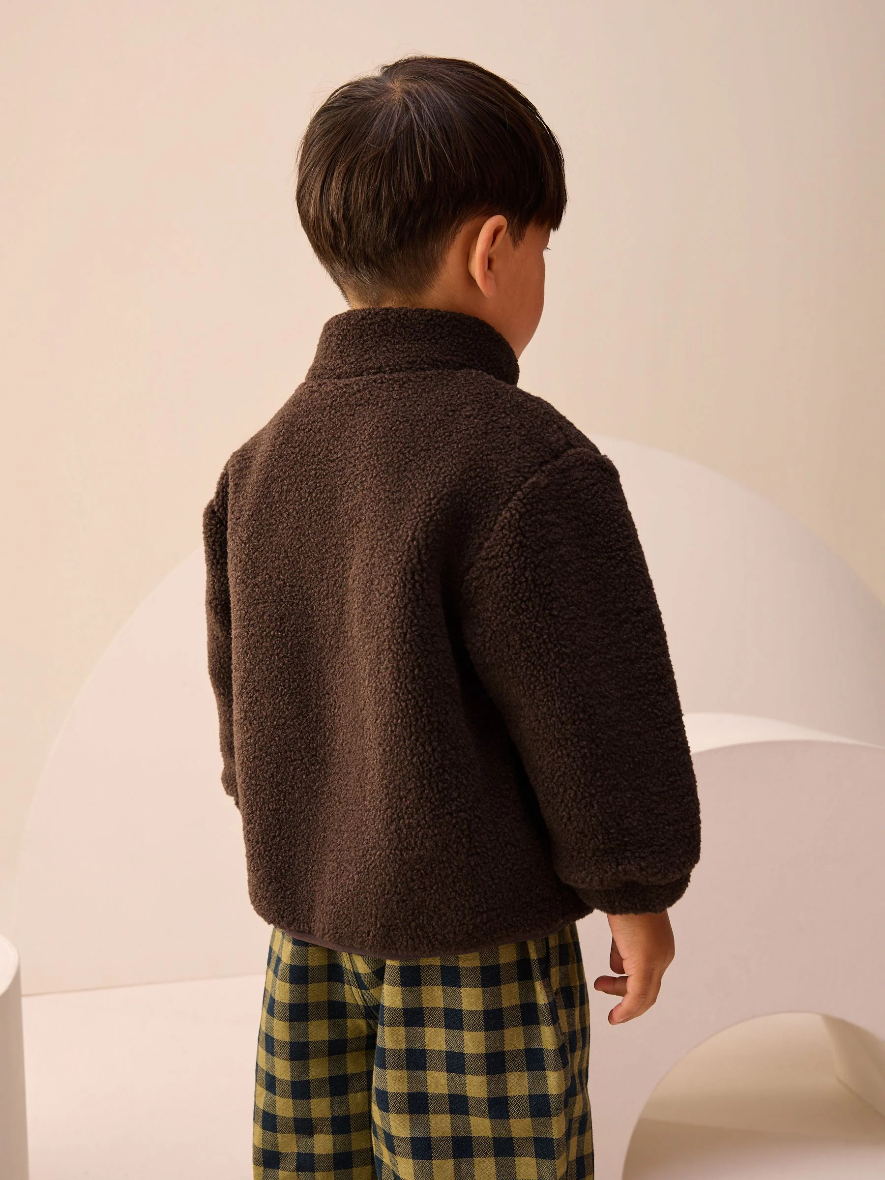 Chocoladebruin - Effen fleece met rits en trechterhals (3mnd-7jr)