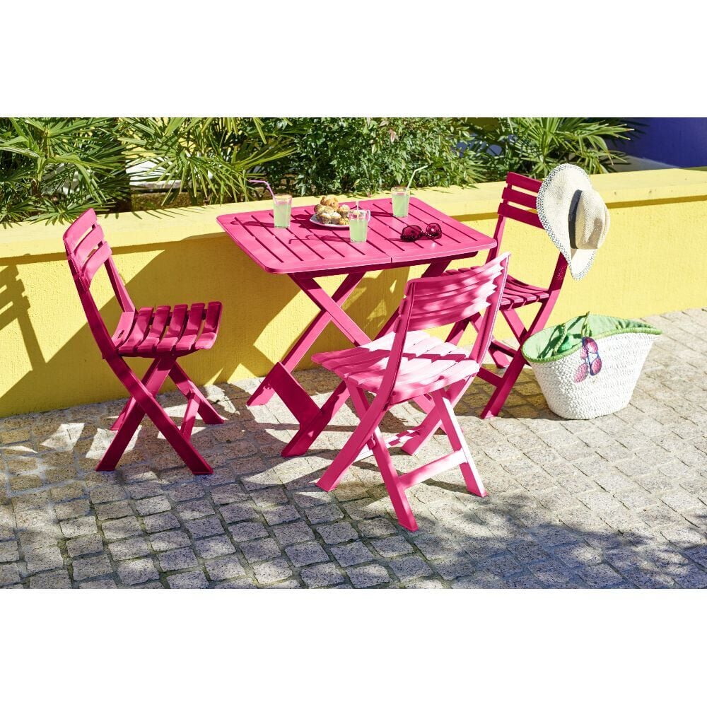 Chaise pliante Relax plastique rose 44x41xH78cm