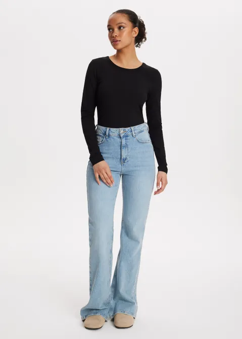 Basic t-shirt met lange mouw zwart (ZWART)