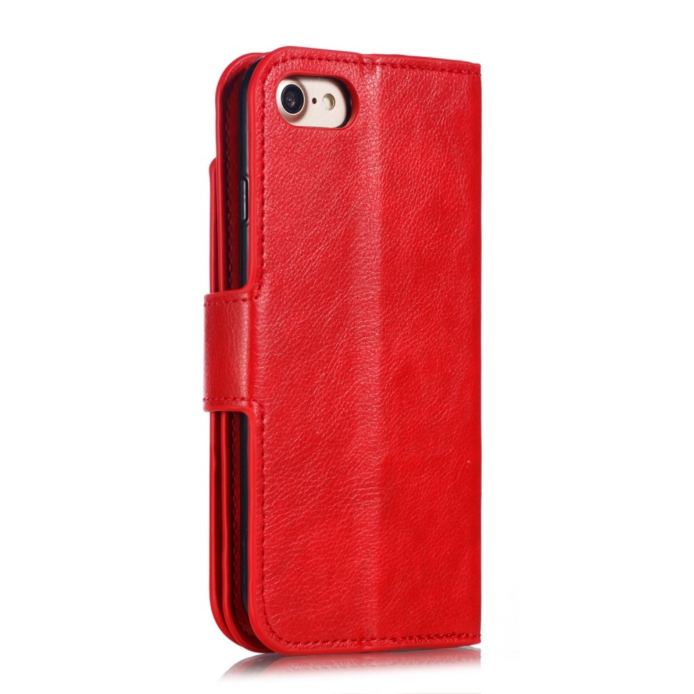 iPhone SE (2022/2020) / 8 / 7 Leder Wallet Etui Tasche mit 9 Kartenfächern - Rot