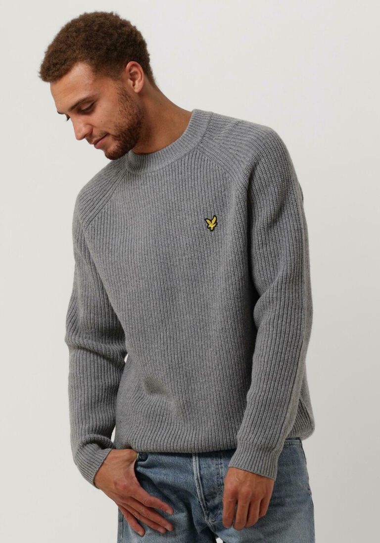 LYLE & SCOTT grijze lyle & scott trui shaker stitch mock neck jumper