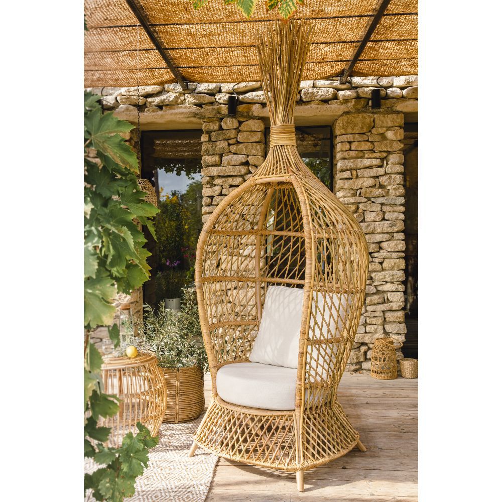 Fauteuil kiosque Louise rotin naturel polycoton 87x82xH220cm