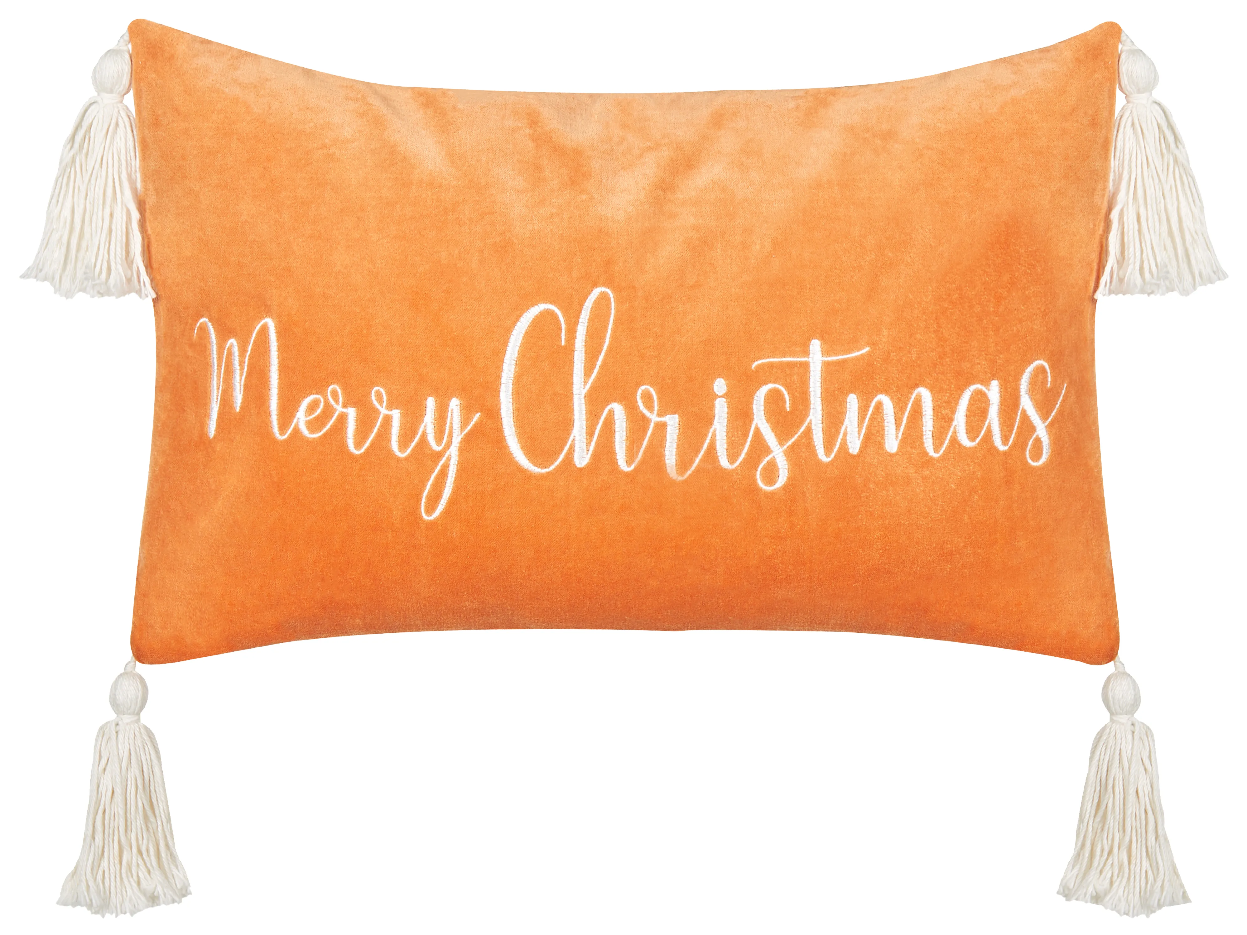 Sierkussen LITHOPS Fluweel 30 x 50 cm Oranje kerstmotief