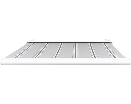 SOLUNA cassettescherm Exclusiv 2x1,5 doekdesign A131 frame RAL 9010 verkeerswit aandrijving rechts incl. motor en wandschakelaar