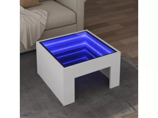 Table basse avec LED infini blanc 50x50x30 cm