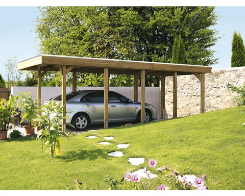 SKAN HOLZ Friesland enkele carport 314x708 cm met dompelgeïmpregneerd aluminium dak