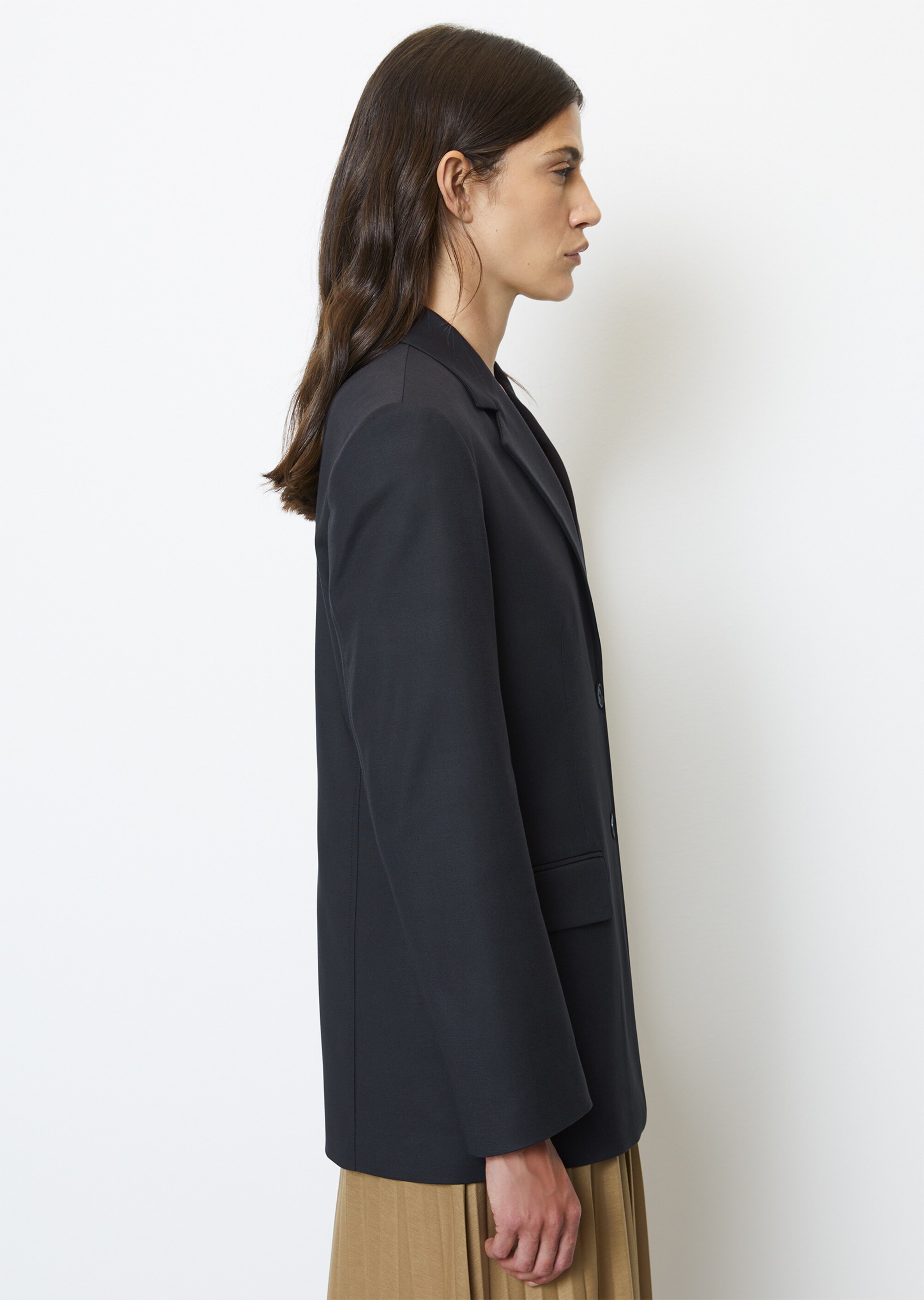 Oversize-Blazer mit Rückenschlitz aus Organic-Cotton-Viskose-Stretch