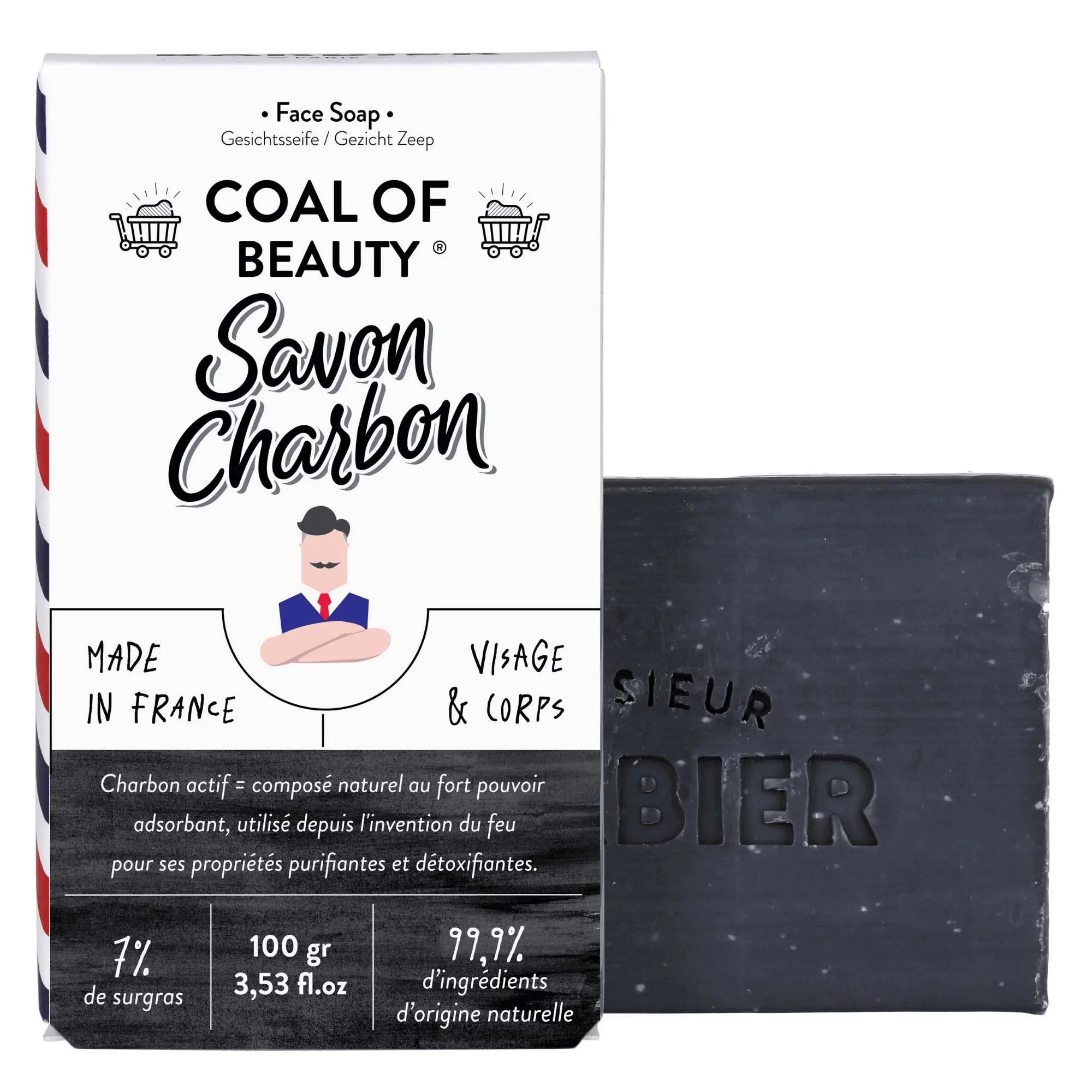 Monsieur Barbier - Black Edition Savon Visage Charbon 100g - Nettoyant