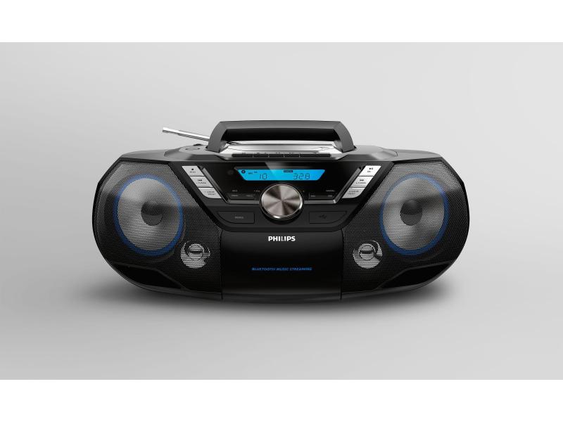 Philips Radio/CD-Player AZB798T/12 Schwarz Portabler CD-Player mit Kassettendeck und Bluetooth-Unterstützung