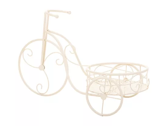 Vélo pour 1 pot de fleurs en fer forgé blanc 55x25x32h cm