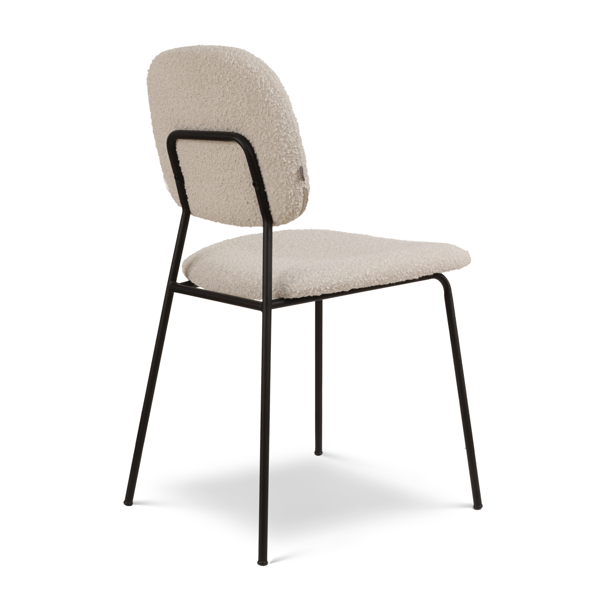 Eetkamerstoel Jasmijn bouclé beige - zwart onderstel