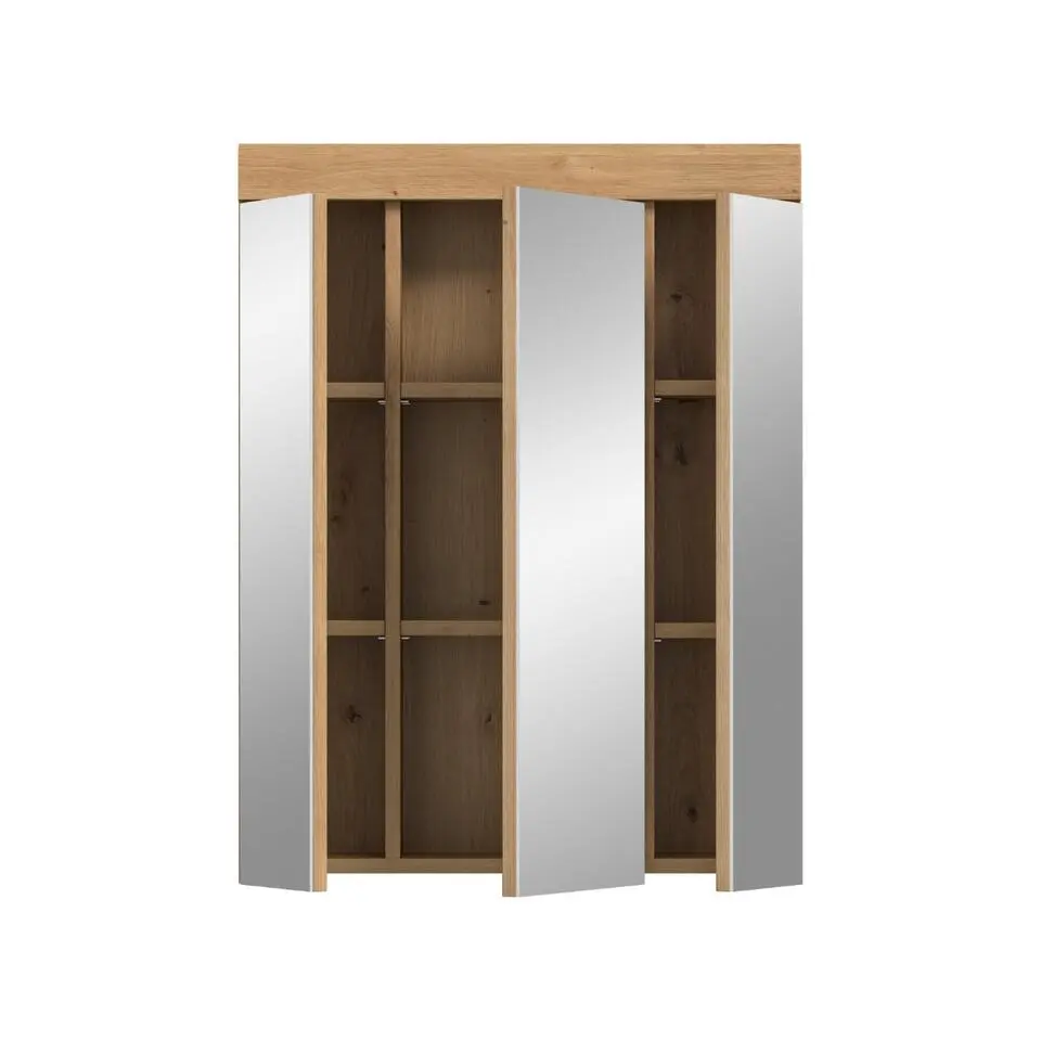 Hioshop Scout spiegelkast 3 spiegeldeuren salvie decor- eiken decor