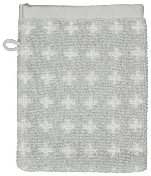 gant de toilette - qualité épaisse - gris clair à croix blanches