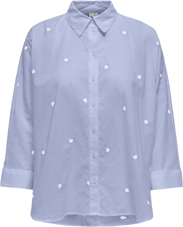 ONLY ONLNEW LINA GRACE LS EMB SHIRT NOOS Brunnera blue/bright white heart