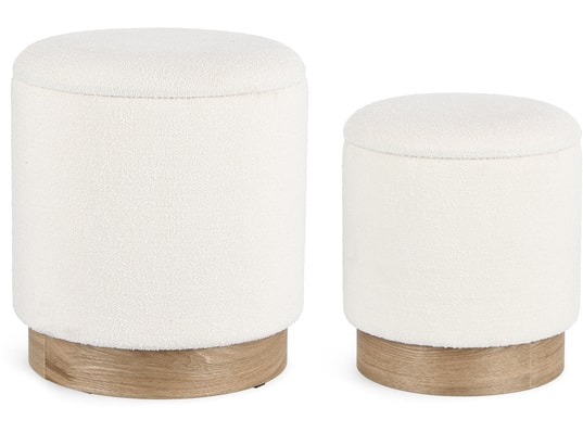 CONCEPT1 - Pouf Lot de 2P. Zoya blanc D30 + D37