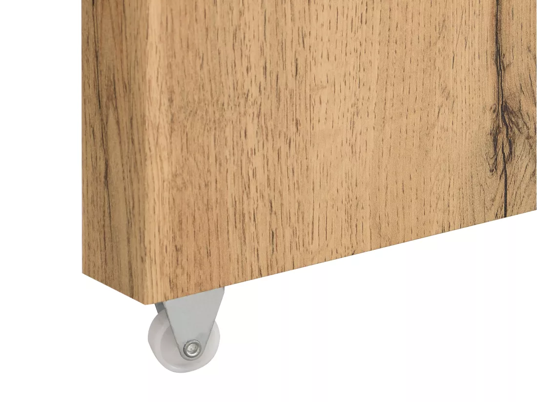 Bureau extensible avec plateau pivotant 360° - MDF - Naturel et noir - PAVELO