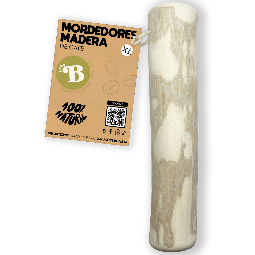 BIMORDISCOS Petiscos de Madeira com Sabor de Café para Cães, Pacote com 2 Unidades Grandes