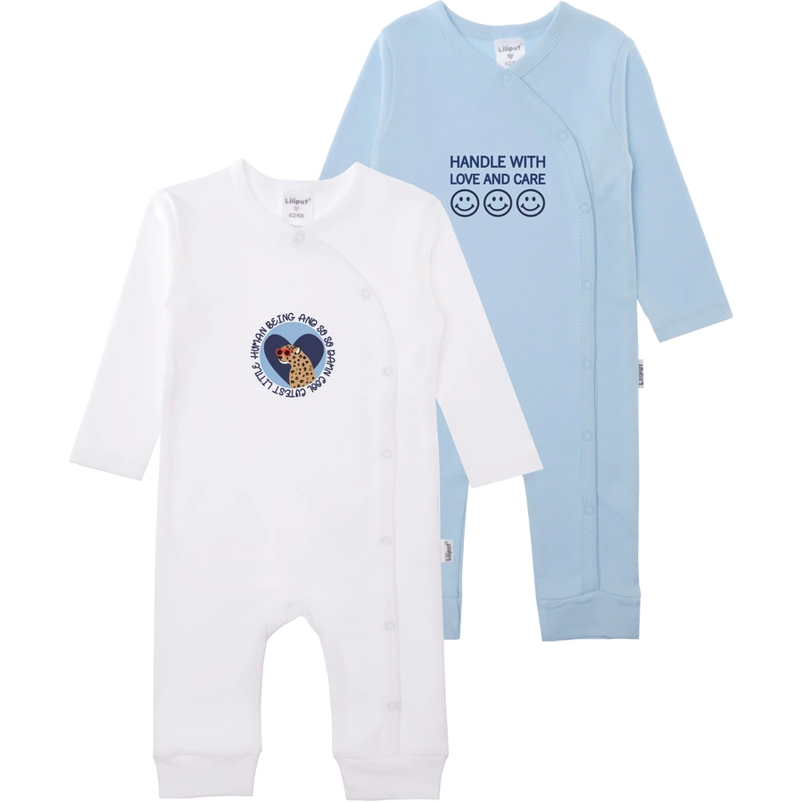 Liliput Jumpsuit im 2er Set Handle with love and care weiss hellblau