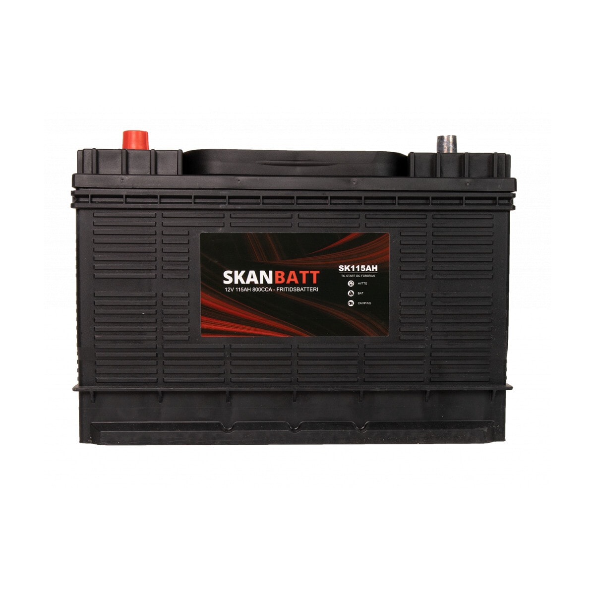 SKANBATT Fritidsbatteri 12V 115AH 800CCA (330x172x222/242mm) +midtstilt