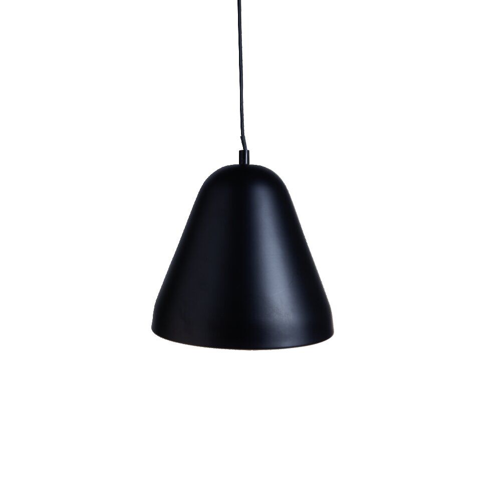 Suspension cône métal et plastique noir Ø28xH26cm