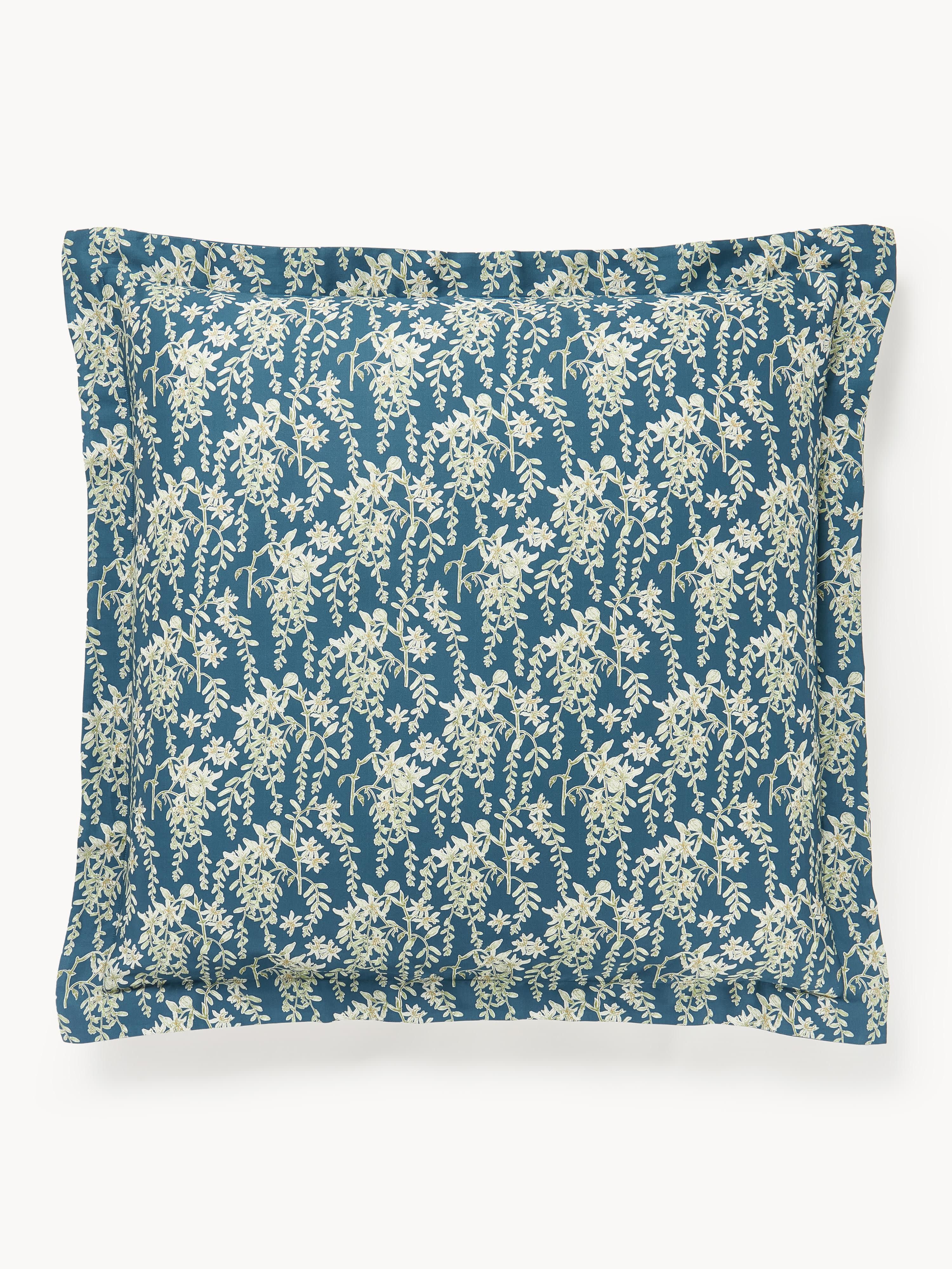 Katoensatijnen kussenhoes Leticia met bloemenprint