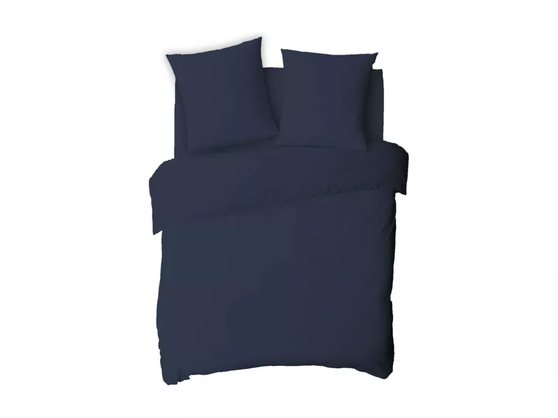 Drap housse uni en coton 57 fils encre 160x200cm