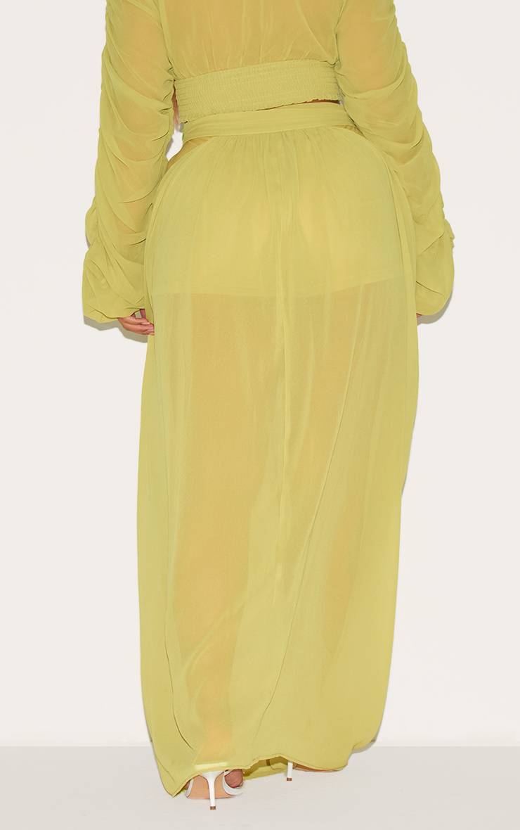 Citron Vert Jupe Longue Drapée En Mousseline Taille Haute Shape