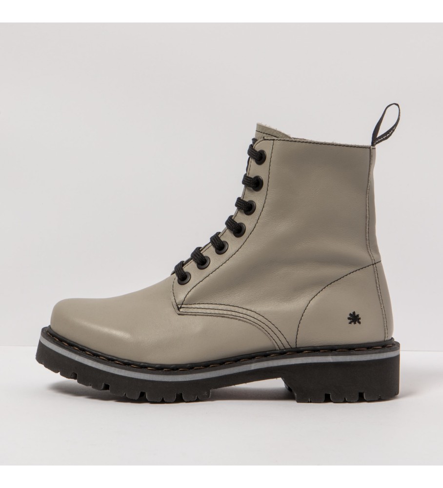 Botas de tornozelo em couro cinza artístico