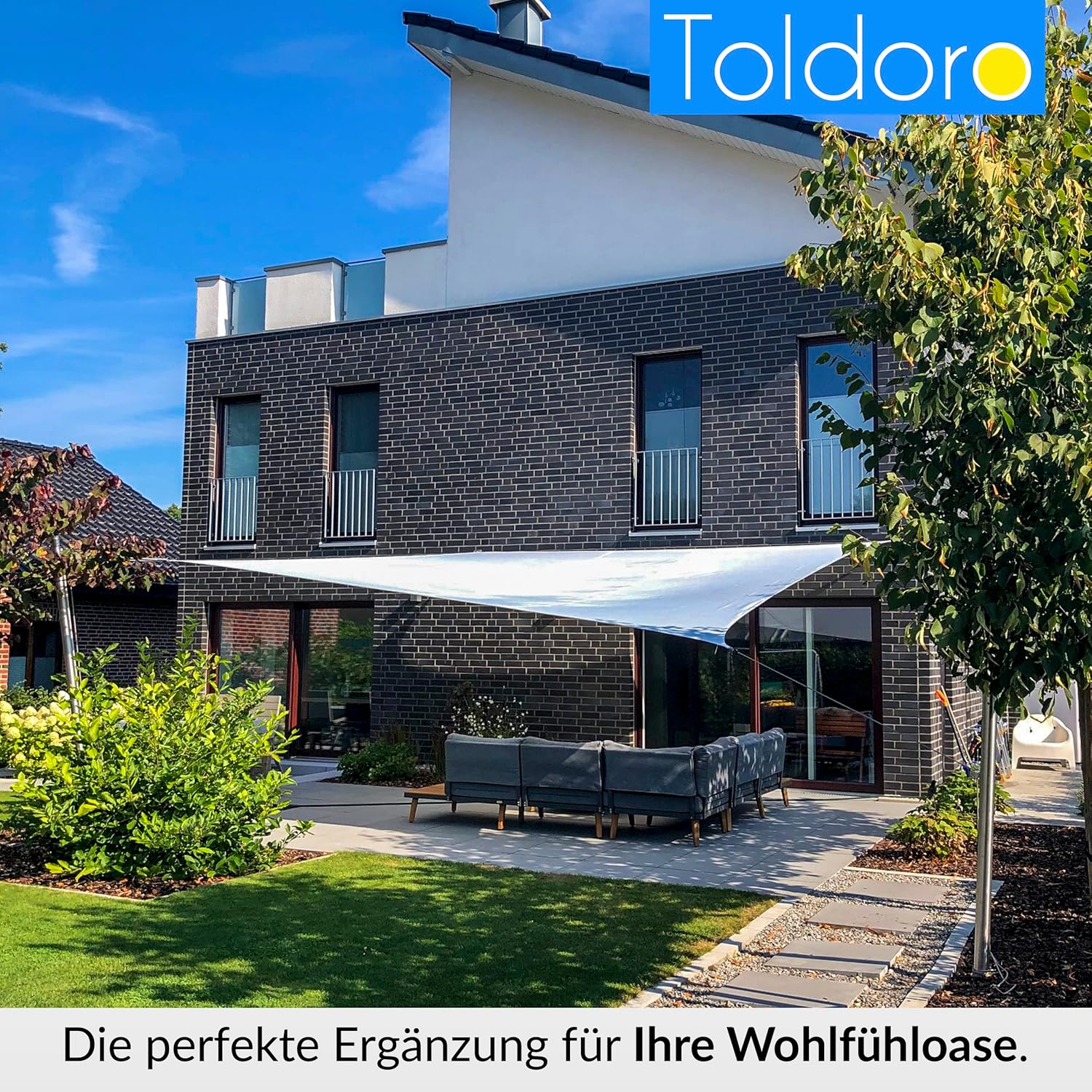 Toldoro® Höheneinstellung Set für Sonnensegel für Masten, Stangen und Holzpfosten/Sonnensegel Flaschenzug rostfrei & langlebig