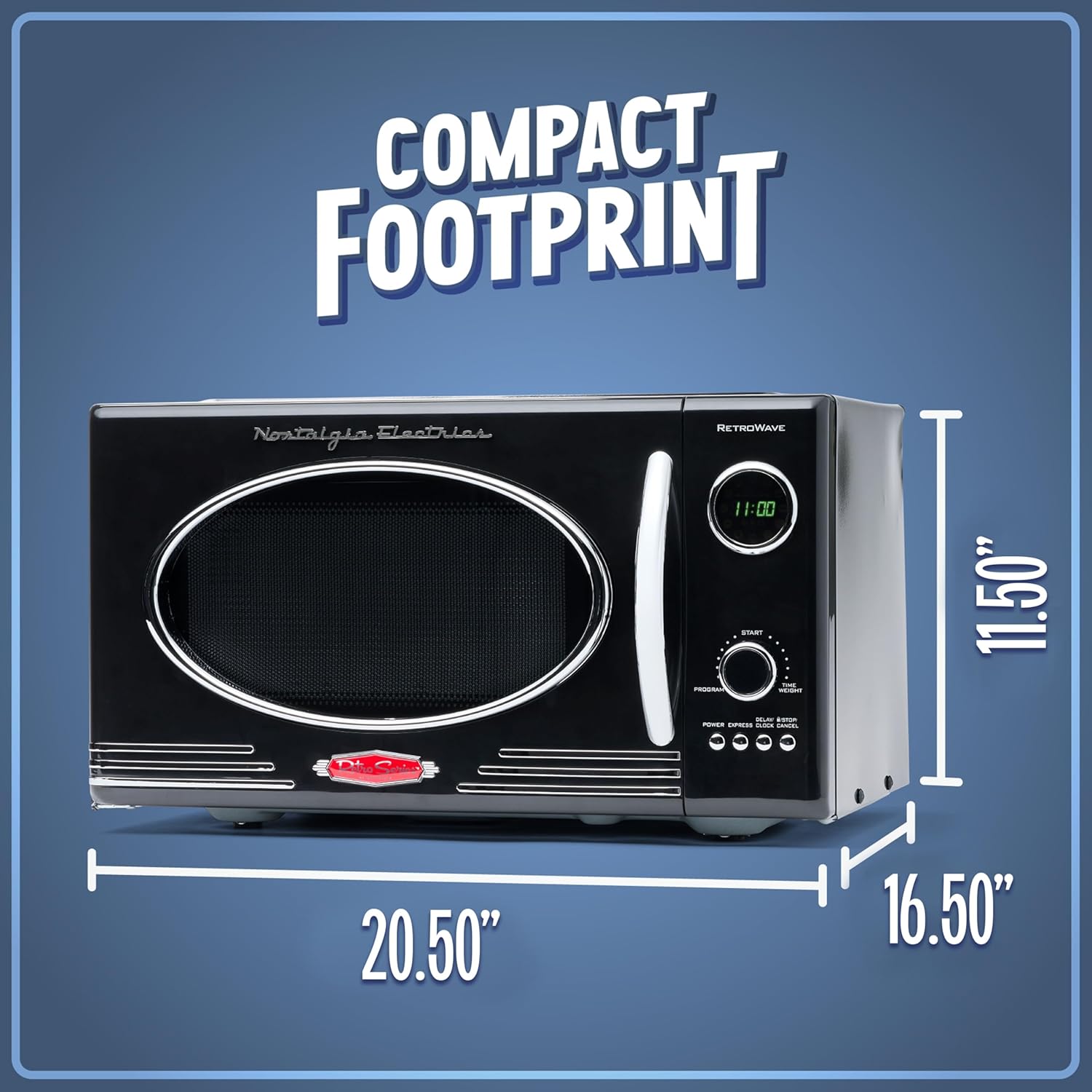 Nostalgia Four à Micro-Ondes de Comptoir Rétro - Grand 800 Watts - 25,4 L - 12 Réglages de Cuisson Préréglés - Horloge Numérique - Appareils de Cuisine - Rouge