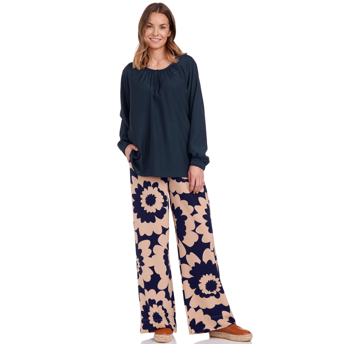 Gina Benotti Damen Bluse in Unifarben dunkelblau