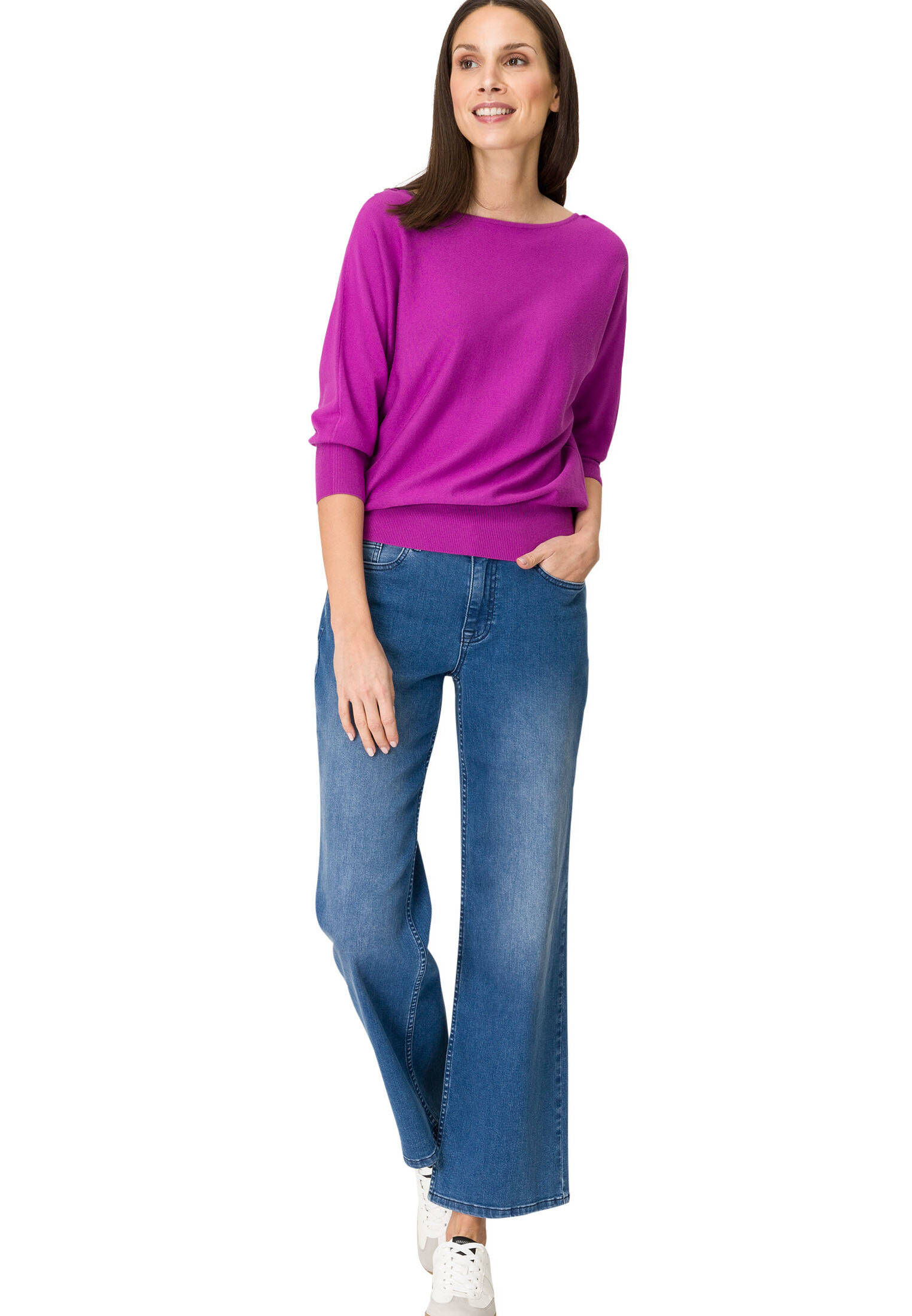zero| Damen Feinstrickpullover mit V-Ausschnitt