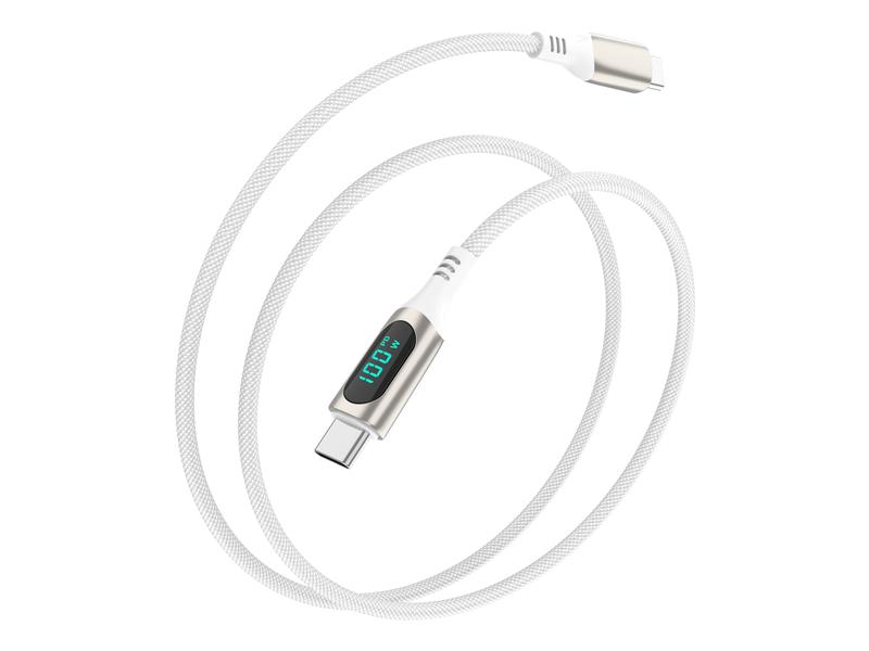 4smarts USB 2.0-Kabel DigitCord bis 100W USB C - USB C 3 m USB-C Kabel DigitCord 100W 3m weiss, Digitales Display