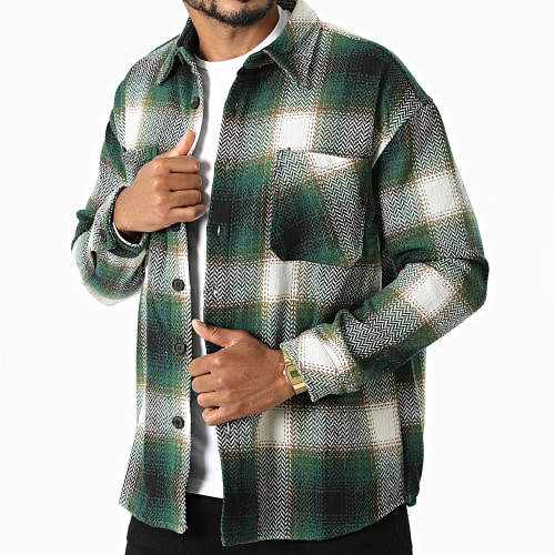 Surchemise A Carreaux KD635 Vert Blanc