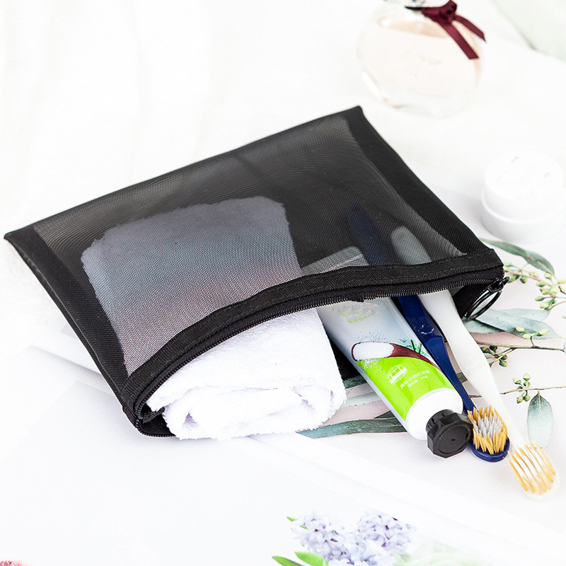 (3er Set) Kosmetik Make Up Tasche Handgepäck Necessaire Organizer Bag mit Reissverschluss - Schwarz