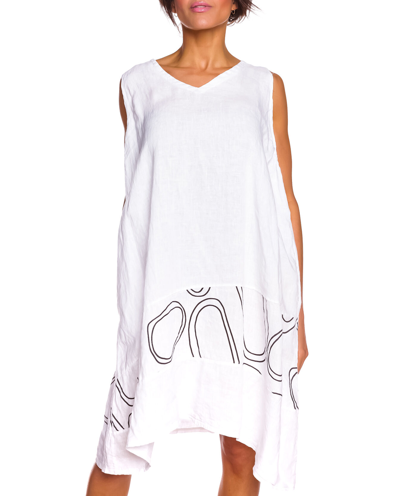 La Bohème Robe en Lin Lila blanche