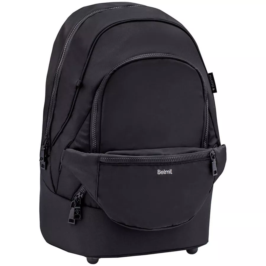 Belmil Schulrucksack 2-IN-1 Schulrucksack & Gürteltasche Black